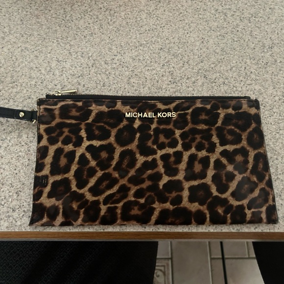 Michael Kors Calf Hair Leopard Animal Print Wallet Wristlet